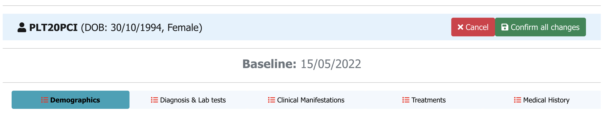 Baseline confirm all changes