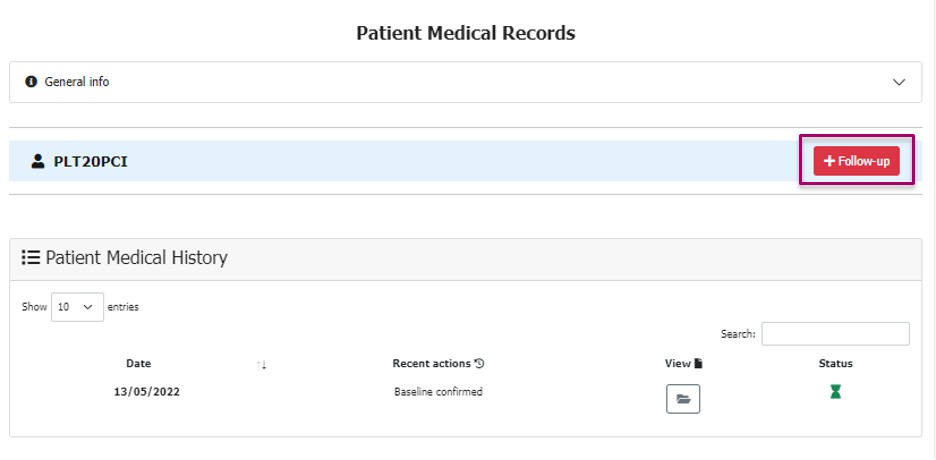 Creating new follow-up patient page